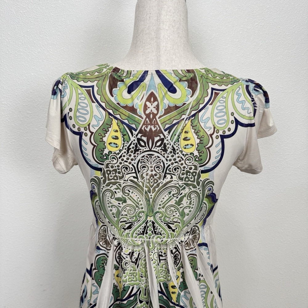 One World Top Womens Small Green Brown Embellished Whimsigoth Fairy Grunge Tunic - Picture 9 of 16